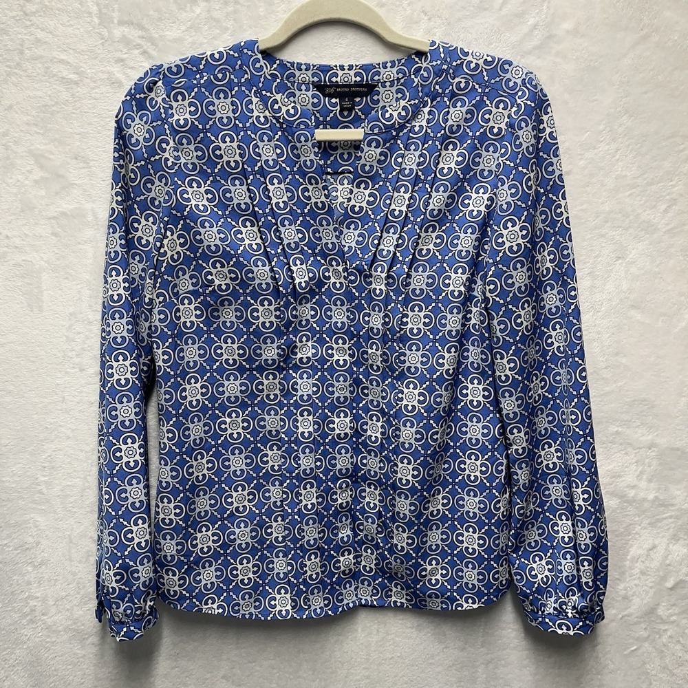 Brooks Brothers Vneck Button Front Blouse Women's Sz 4 Office Workwear "346"